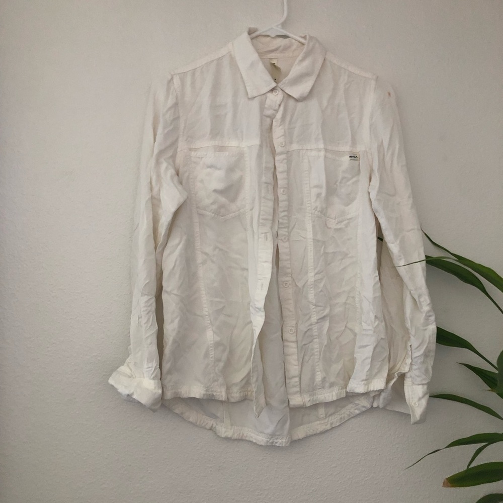 RVCA White Button Down Top